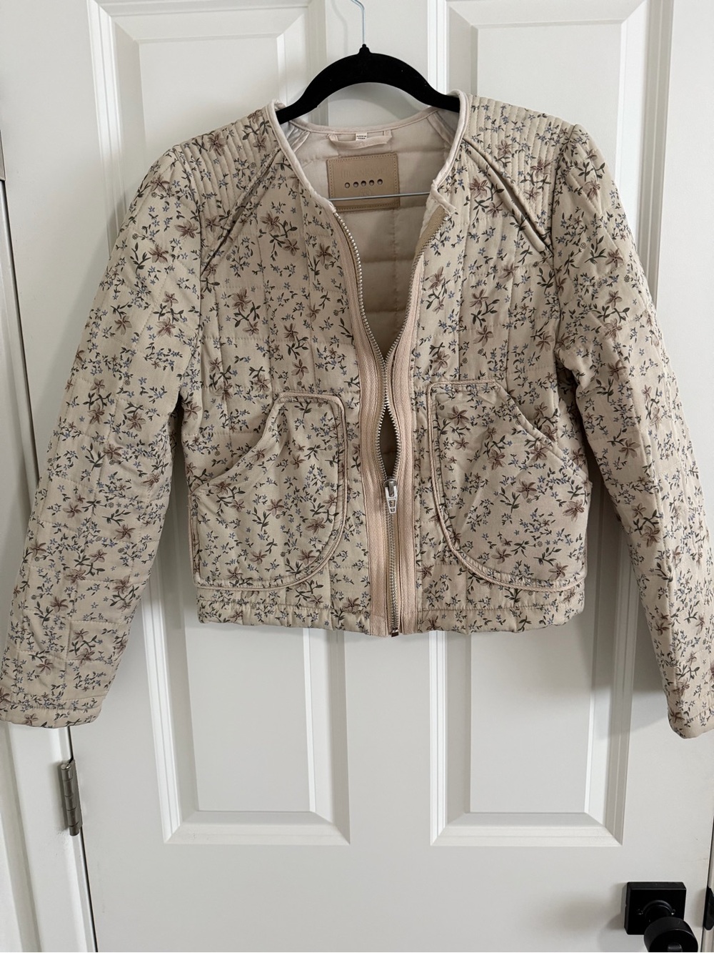 Blank NYC Beige Floral Quilted Puffer Jacket